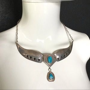 Sterling Turquoise Hinged Winged Arrow  Necklace